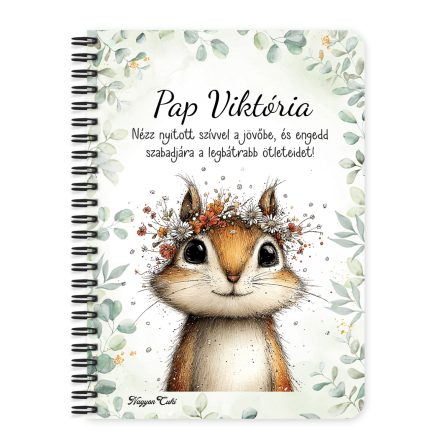 Személyre szabható - Az erdő kis akrobatája, a mókus mintás A6-os füzet