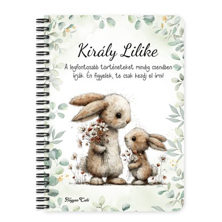 Személyre szabható - Anya és a kicsi nyuszikája mintás A6-os füzet