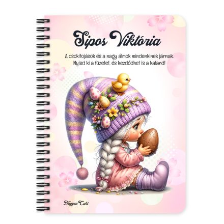 Személyre szabható - Húsvéti manólány csokival mintás füzet