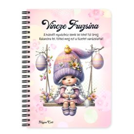   Személyre szabható - Hintázós Húsvéti manólány csibével mintás füzet