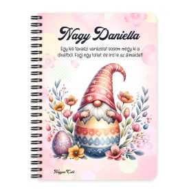   Személyre szabható - Virágos Húsvéti manó mintás füzet