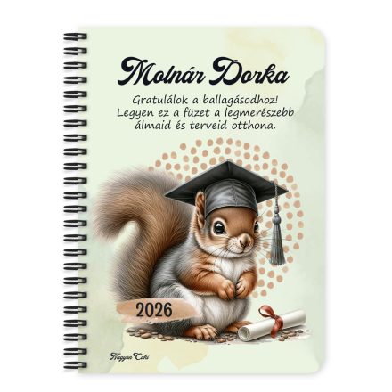 Személyre szabható - 2026 Ballagás - Mókus mintás füzet