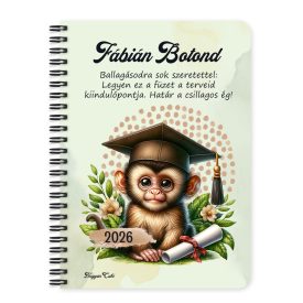 Személyre szabható - 2026 Ballagás - Majom mintás füzet