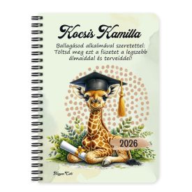   Személyre szabható - 2026 Ballagás - Zsiráf mintás füzet