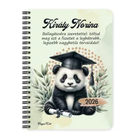 Személyre szabható - 2026 Ballagás - Panda mintás füzet