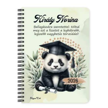 Személyre szabható - 2026 Ballagás - Panda mintás füzet