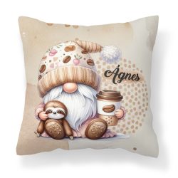   Névvel kérhető - Kávés manó cuki lajhárral mintás párna