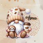 Névvel kérhető - Kávés manó cuki lajhárral mintás párna