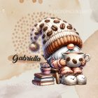 Névvel kérhető - Cuki kávés manó könyvvel mintás párna