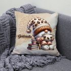 Névvel kérhető - Cuki kávés manó könyvvel mintás párna