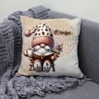 Névvel kérhető - Könyvmoly kávés manó mintás párna