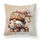 Névvel kérhető - Cappucino kávés manó mintás párna