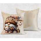 Névvel kérhető - Cappucino kávés manó mintás párna