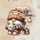 Névvel kérhető - Cappucino kávés manó mintás párna