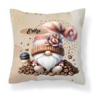 Névvel kérhető - Kávés manó kávébabbal mintás párna