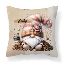   Névvel kérhető - Kávés manó kávébabbal mintás párna