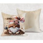 Névvel kérhető - Kávés manó kávébabbal mintás párna