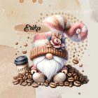 Névvel kérhető - Kávés manó kávébabbal mintás párna