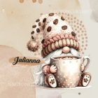 Névvel kérhető - Nagy bögrés kávés manó mintás párna