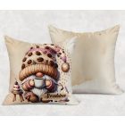 Névvel kérhető - Kávés manó sütikével mintás párna