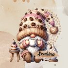 Névvel kérhető - Kávés manó sütikével mintás párna