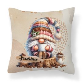 Névvel kérhető - Kávés manó csüccs mintás párna