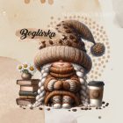 Névvel kérhető - Könyvmoly kávés manó lány mintás párna