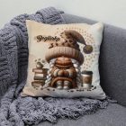 Névvel kérhető - Könyvmoly kávés manó lány mintás párna