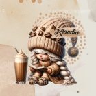 Névvel kérhető kávés manó lány - Kávé és könyv mintás párna