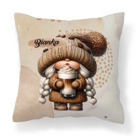   Névvel kérhető - Cappucino kávés manó lány mintás párna