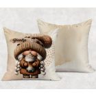 Névvel kérhető - Cappucino kávés manó lány mintás párna