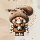 Névvel kérhető - Cappucino kávés manó lány mintás párna