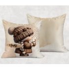 Névvel kérhető - Tündéri kávés manó lány mintás párna