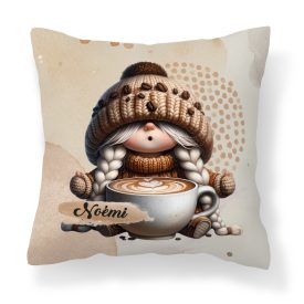   Névvel kérhető kávés manó lány - Imádom a kávét mintás párna