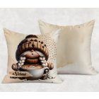 Névvel kérhető kávés manó lány - Imádom a kávét mintás párna