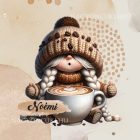 Névvel kérhető kávés manó lány - Imádom a kávét mintás párna