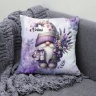 Névvel kérhető - Levendulás manó ajándékkal mintás párna