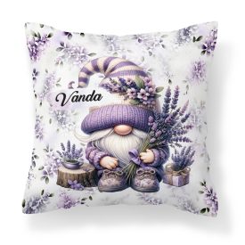 Névvel kérhető - Kedves levendulás manó mintás párna