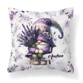   Névvel kérhető - Levendulás manó egy csokorral mintás párna
