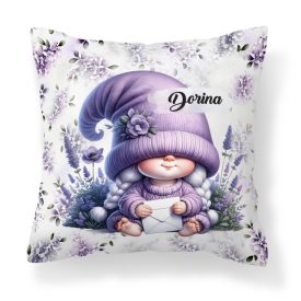   Névvel kérhető - Cuki levendulás manólány levéllel mintás párna