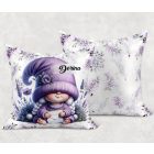 Névvel kérhető - Cuki levendulás manólány levéllel mintás párna