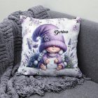 Névvel kérhető - Cuki levendulás manólány levéllel mintás párna