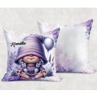 Névvel kérhető - Lufis levendulás manólány mintás párna
