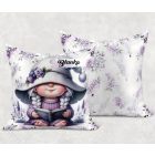 Névvel kérhető - Könyvmoly levendulás manólány mintás párna