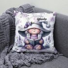 Névvel kérhető - Könyvmoly levendulás manólány mintás párna