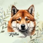 Névvel kérhető - Vörös Akita portré mintás párna