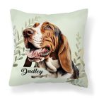 Névvel kérhető - Basset Hound portré mintás párna