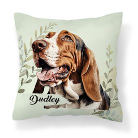 Névvel kérhető - Basset Hound portré mintás párna