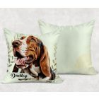 Névvel kérhető - Basset Hound portré mintás párna