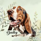 Névvel kérhető - Basset Hound portré mintás párna